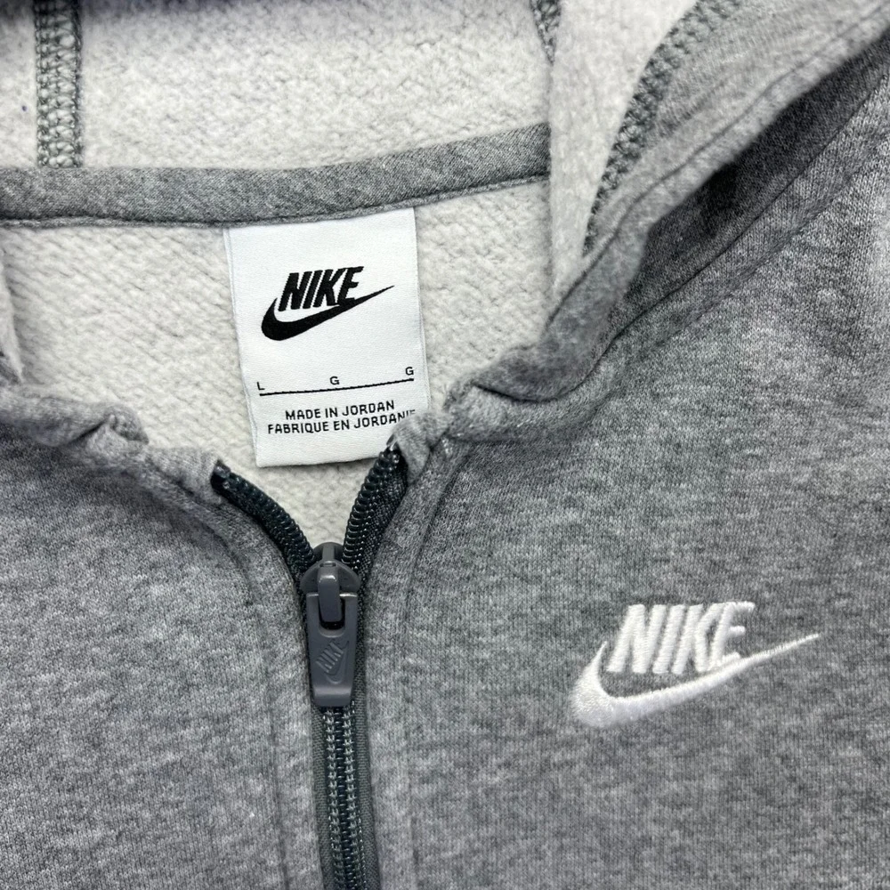 Nike Sportswear Hoodie Youth GS Large Gray Zip Up Club Fleece BV3699-091